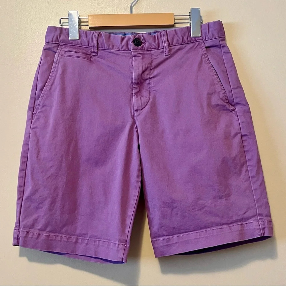 GAP| Men's Purple 'Lived-In'  Flat Front Shorts Cotton Chino Front Button Sz 28
